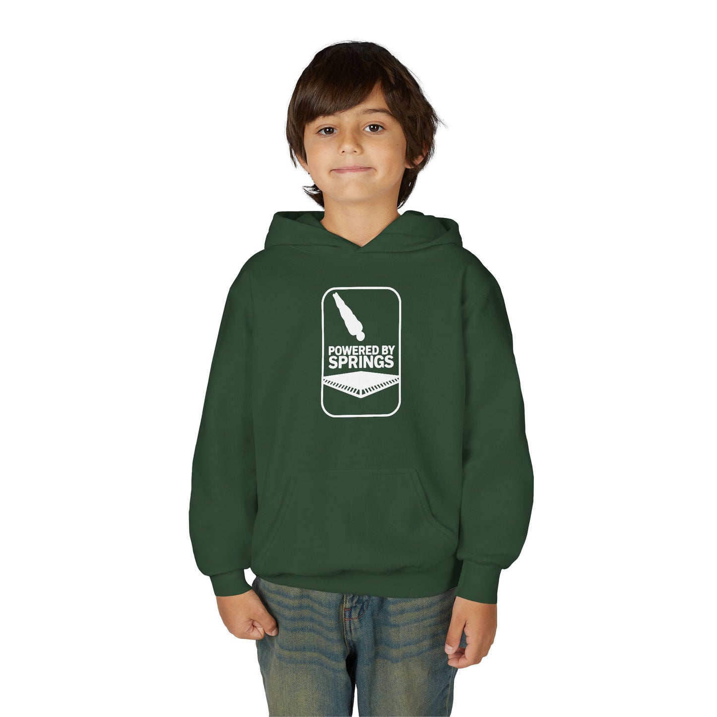 Youth Hooded Sweatshirt - 'Powered by Springs' Graphic - Trampoline