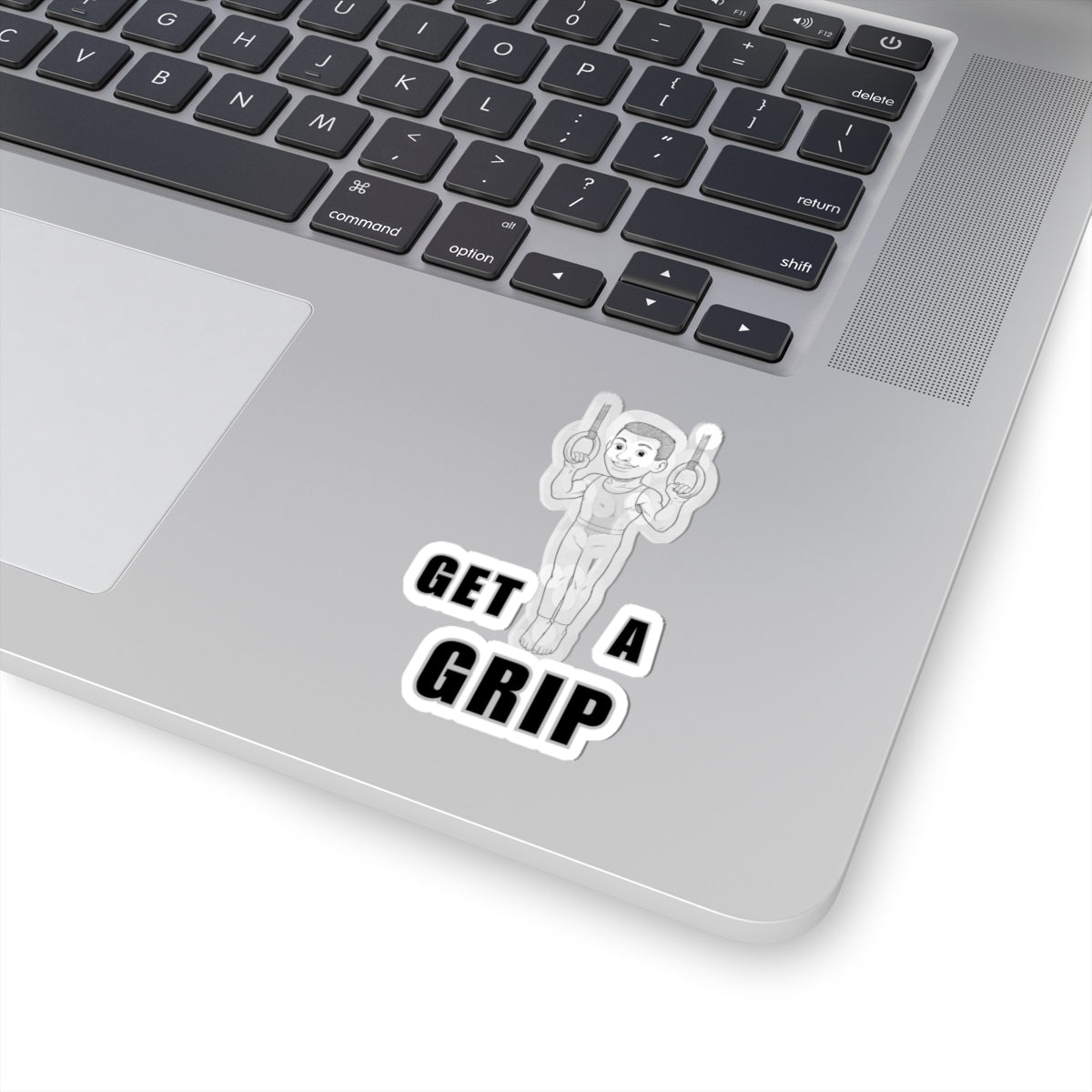 Gym Stickers - Boy on Rings Kiss-Cut Stickers 'Get a Grip'.
