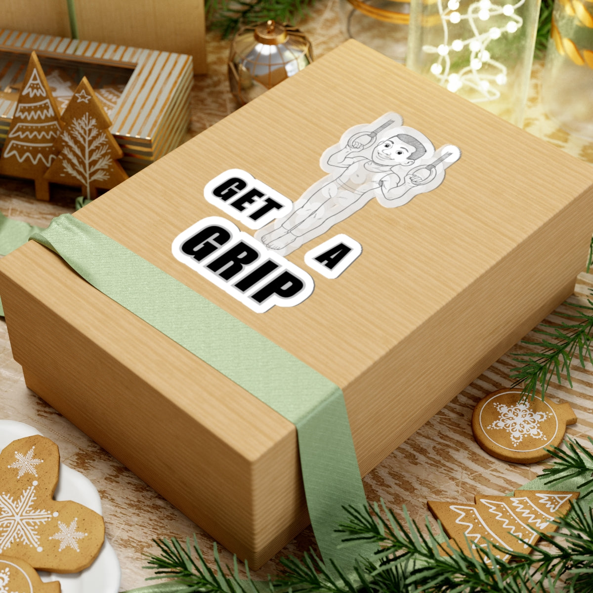 Gym Stickers - Boy on Rings Kiss-Cut Stickers 'Get a Grip'.