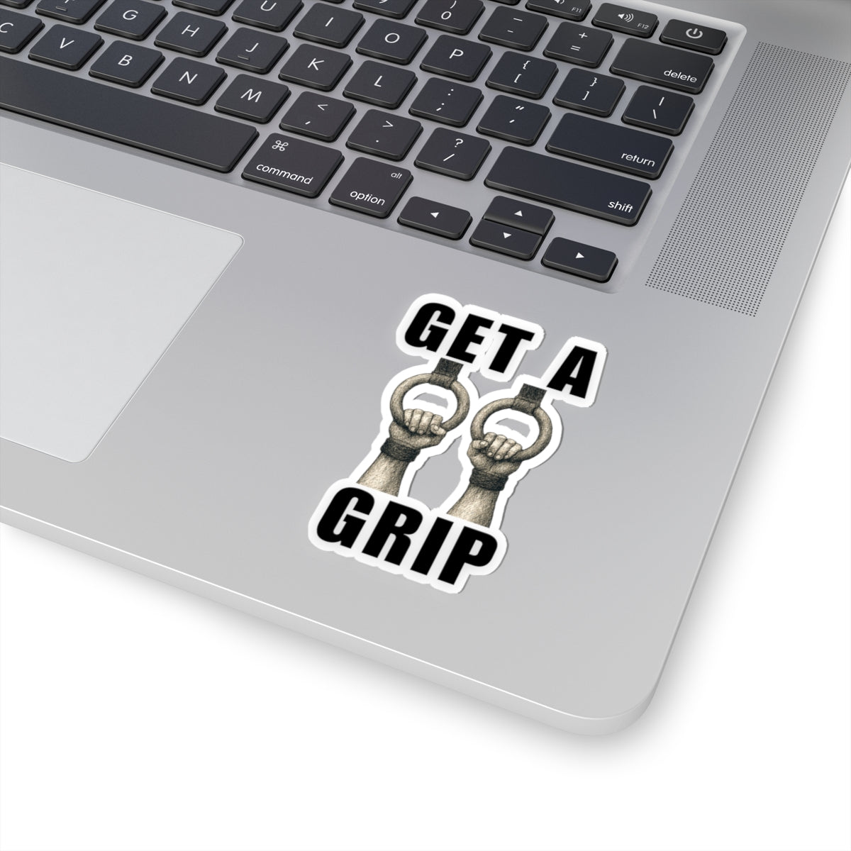 Athlete on Rings  Sticker 'Get a Grip'.