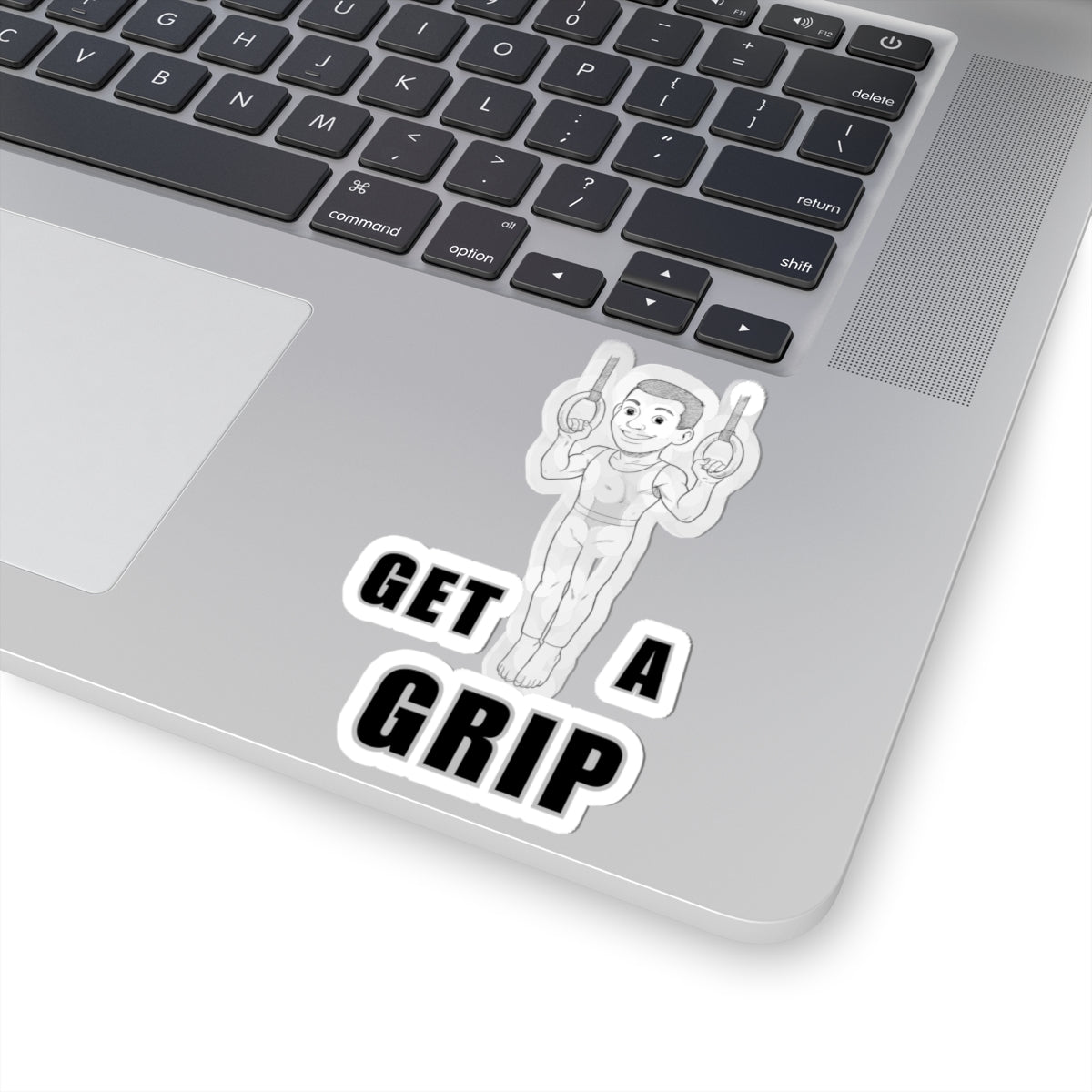 Gym Stickers - Boy on Rings Kiss-Cut Stickers 'Get a Grip'.