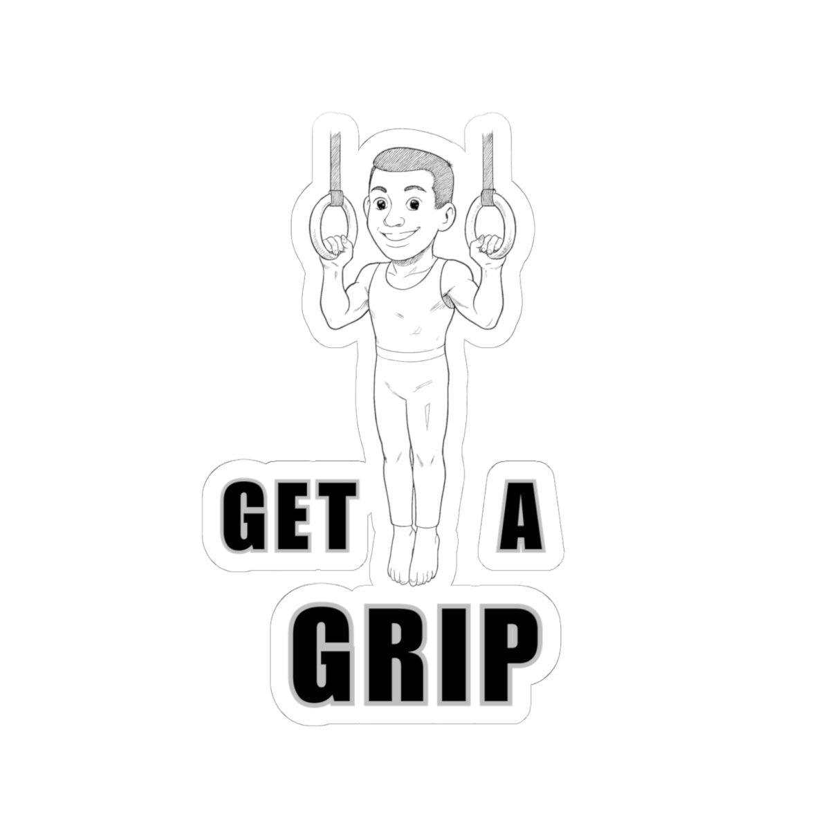 Gym Stickers - Boy on Rings Kiss-Cut Stickers 'Get a Grip'.