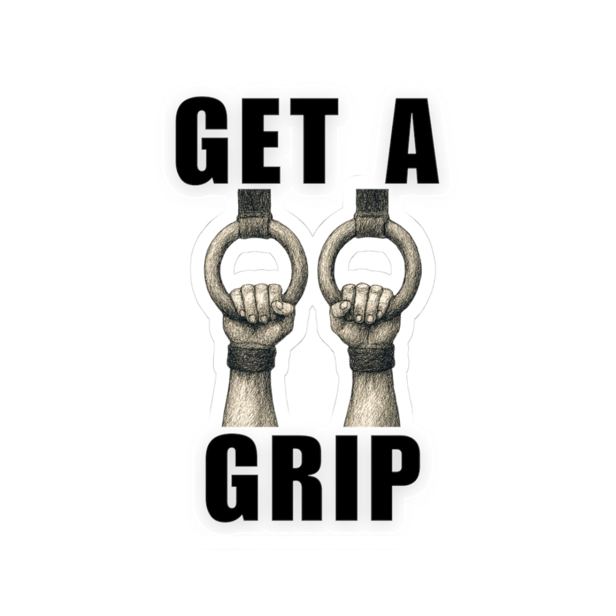 Athlete on Rings  Sticker 'Get a Grip'.