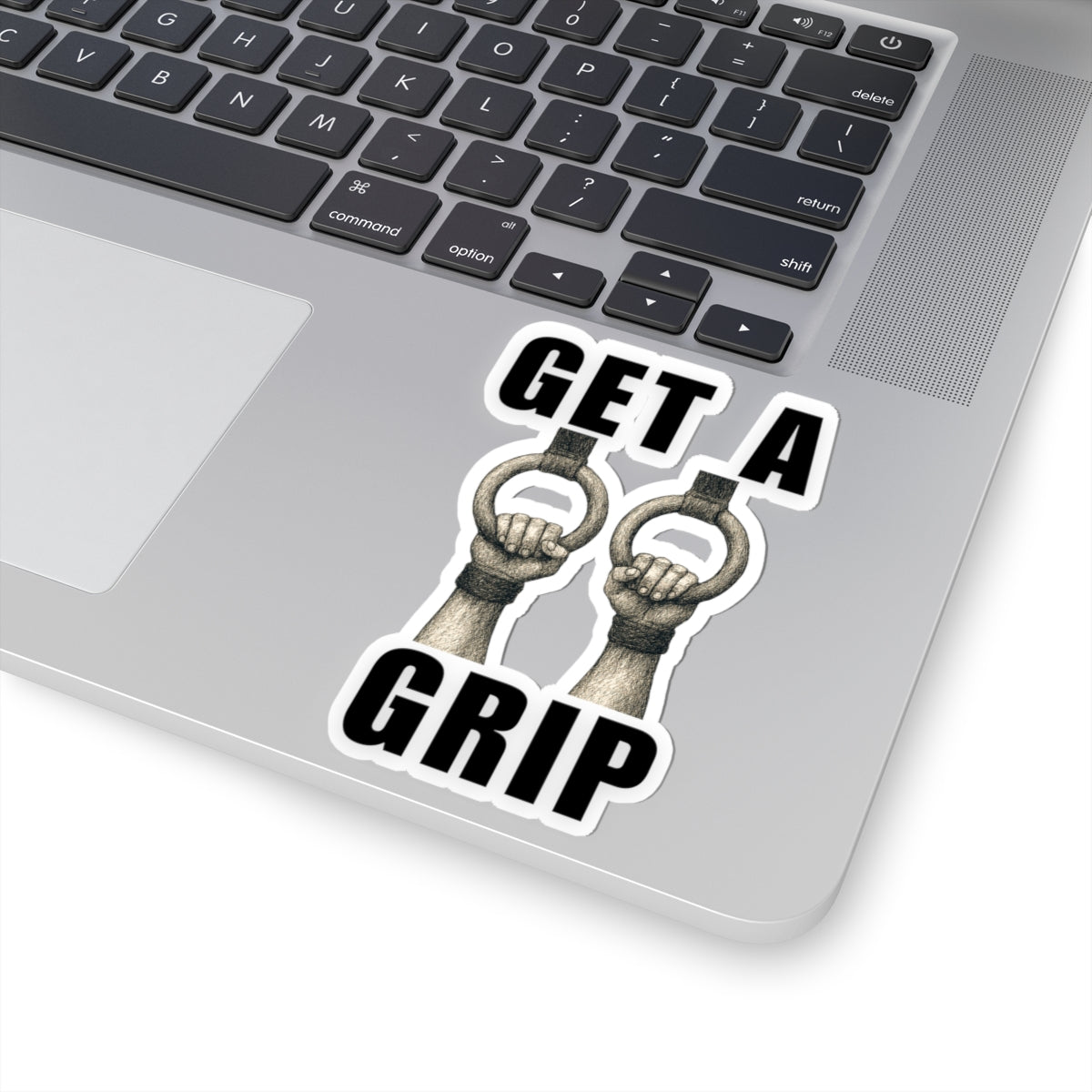 Athlete on Rings  Sticker 'Get a Grip'.