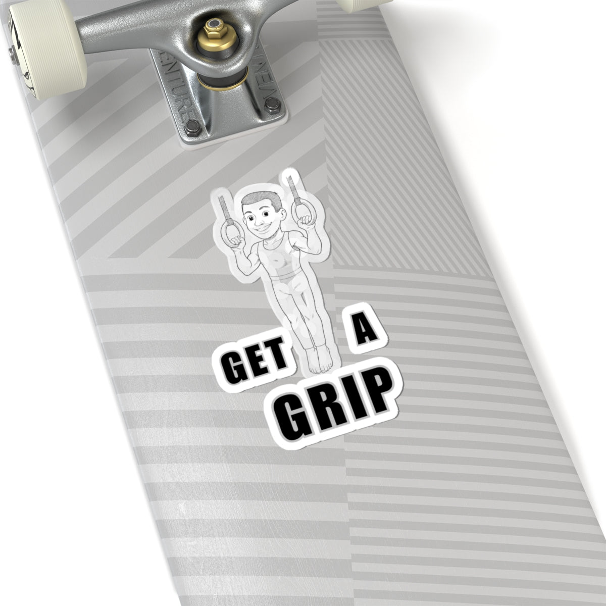 Gym Stickers - Boy on Rings Kiss-Cut Stickers 'Get a Grip'.