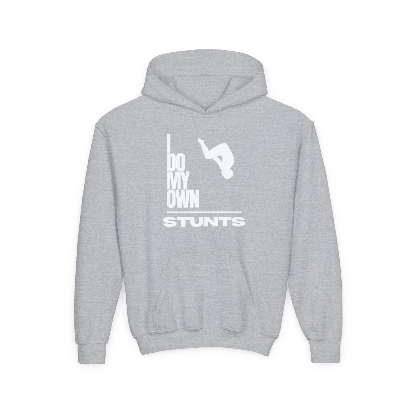I Do My Own Stunts Gymnastics Hoodie - Youth | Fit Animal Apparel