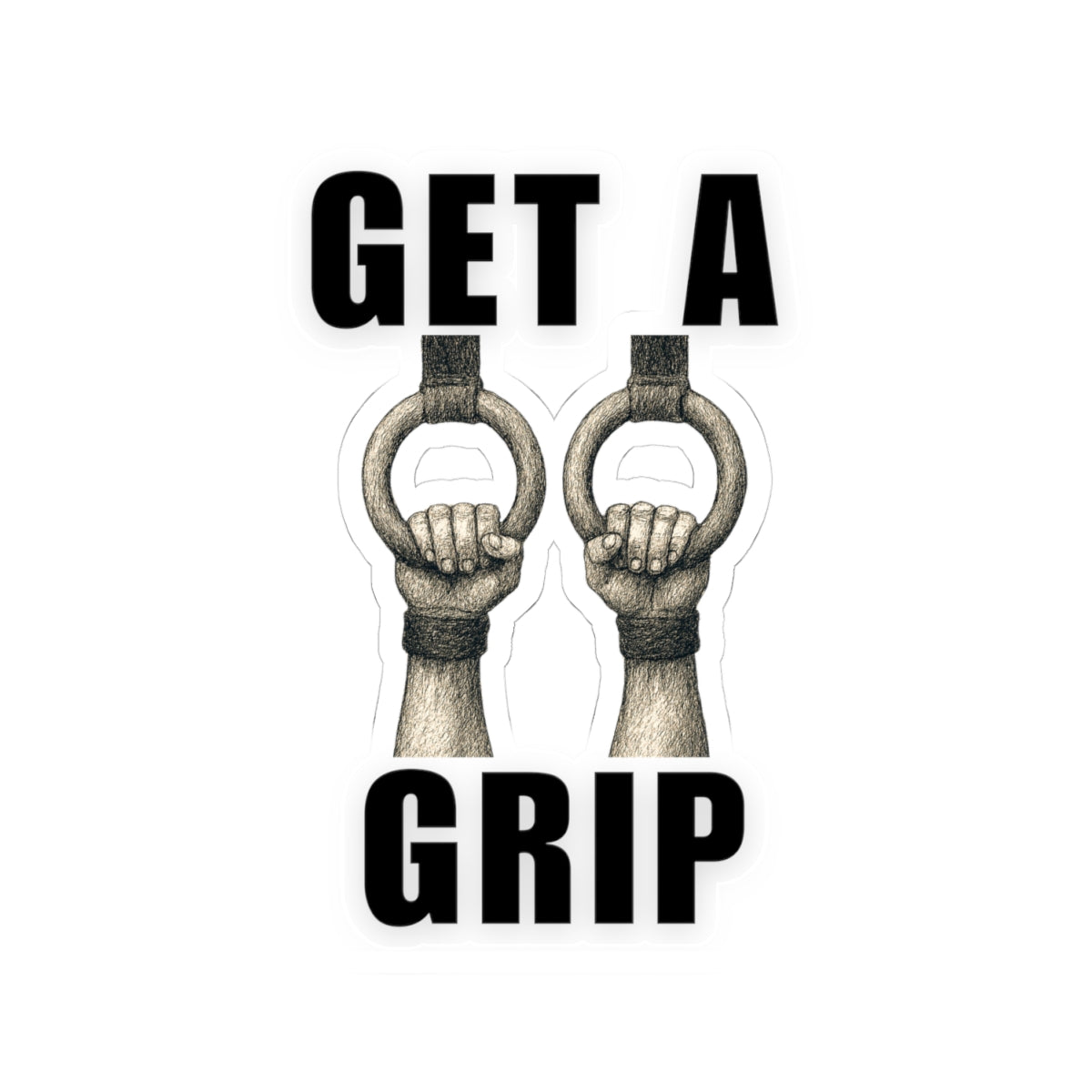 Athlete on Rings  Sticker 'Get a Grip'.