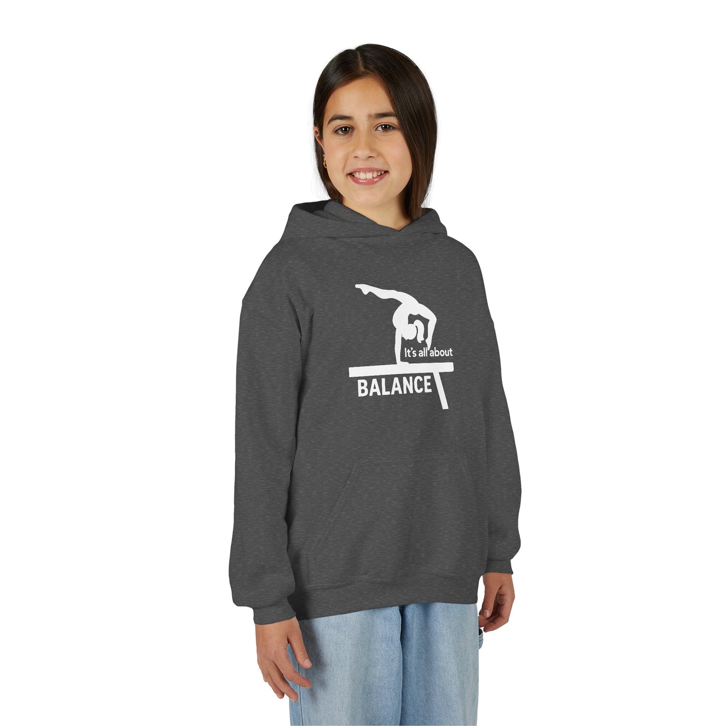 Youth Gymnastics Hoodie - It's All About Balance Sweatshirt