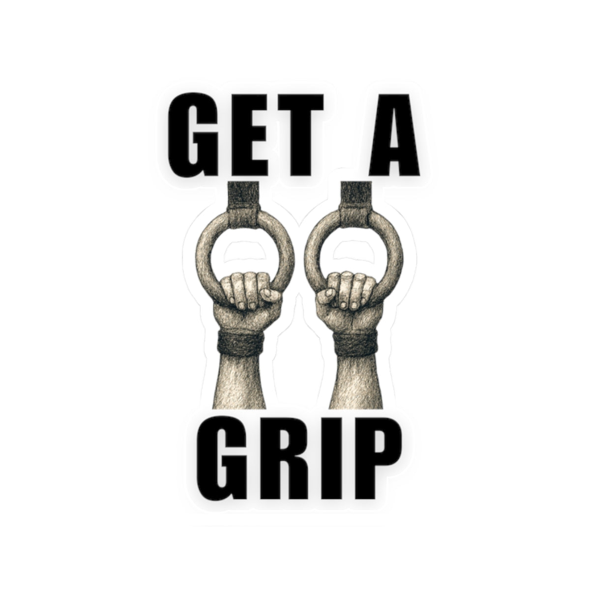 Athlete on Rings  Sticker 'Get a Grip'.
