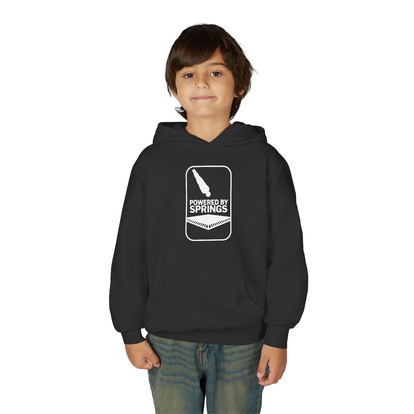 Youth Hooded Sweatshirt - 'Powered by Springs' Graphic - Trampoline
