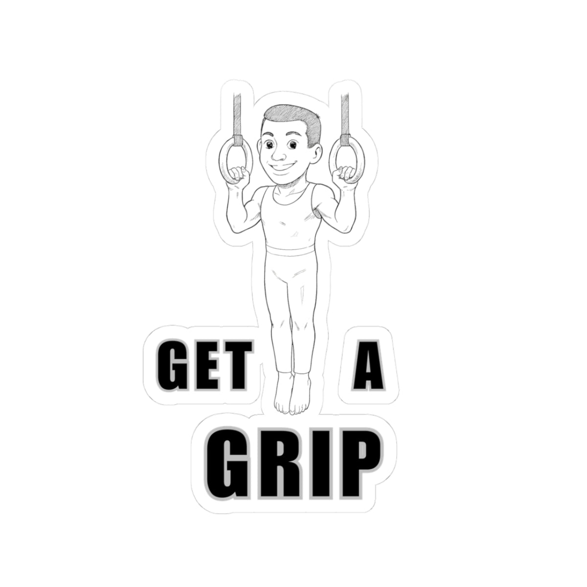 Gym Stickers - Boy on Rings Kiss-Cut Stickers 'Get a Grip'.