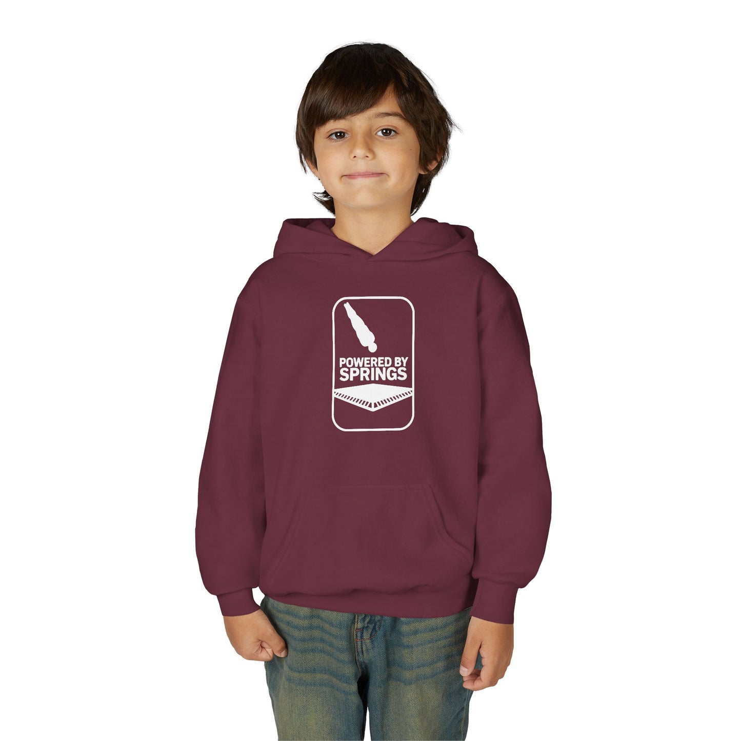 Youth Hooded Sweatshirt - 'Powered by Springs' Graphic - Trampoline