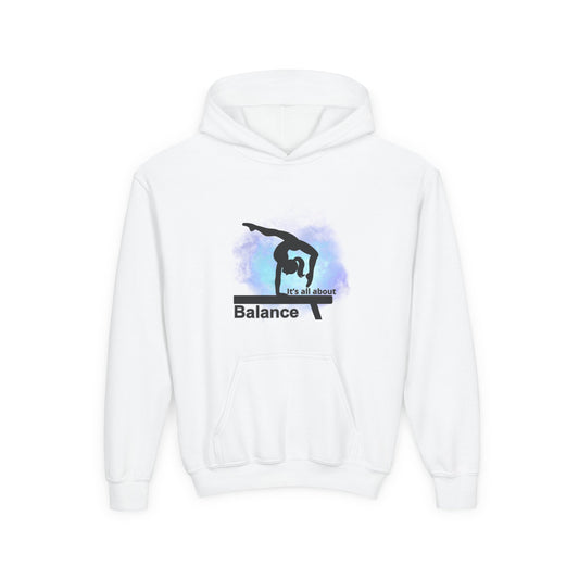 Girls Gymnastics Hoodie, 'it's all about balance'.