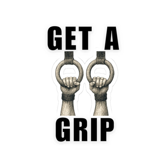 Athlete on Rings  Sticker 'Get a Grip'.