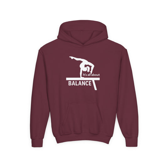 Youth Gymnastics Hoodie - It's All About Balance Sweatshirt