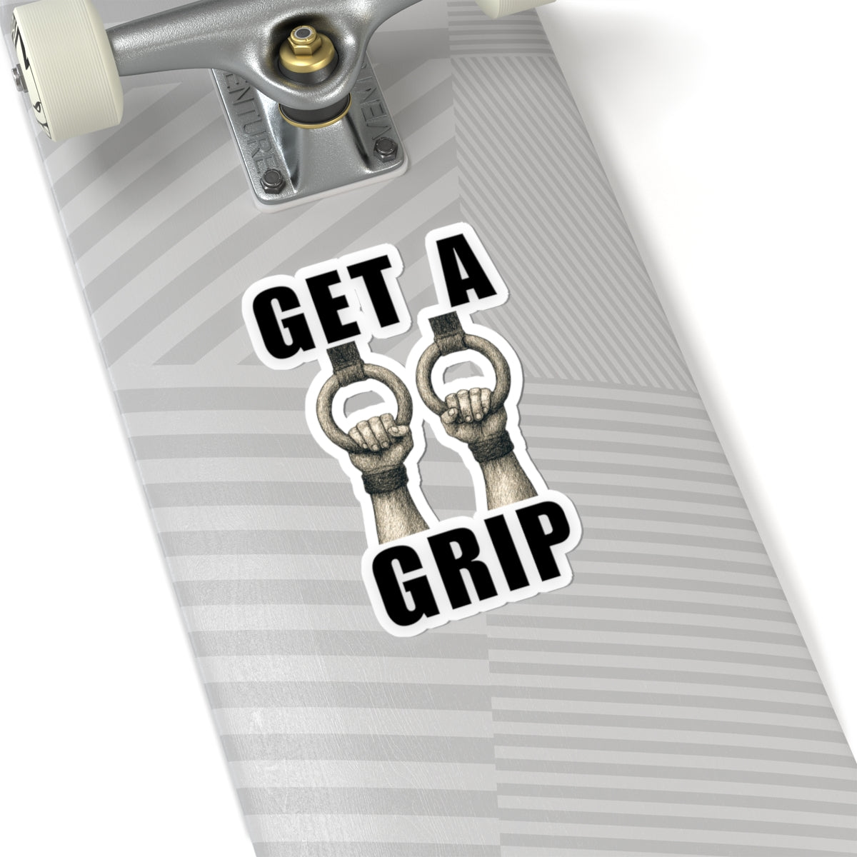 Athlete on Rings  Sticker 'Get a Grip'.