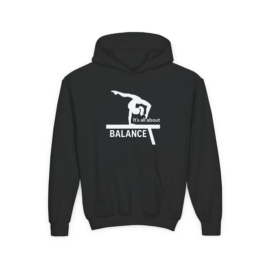 Youth Gymnastics Hoodie - It's All About Balance Sweatshirt