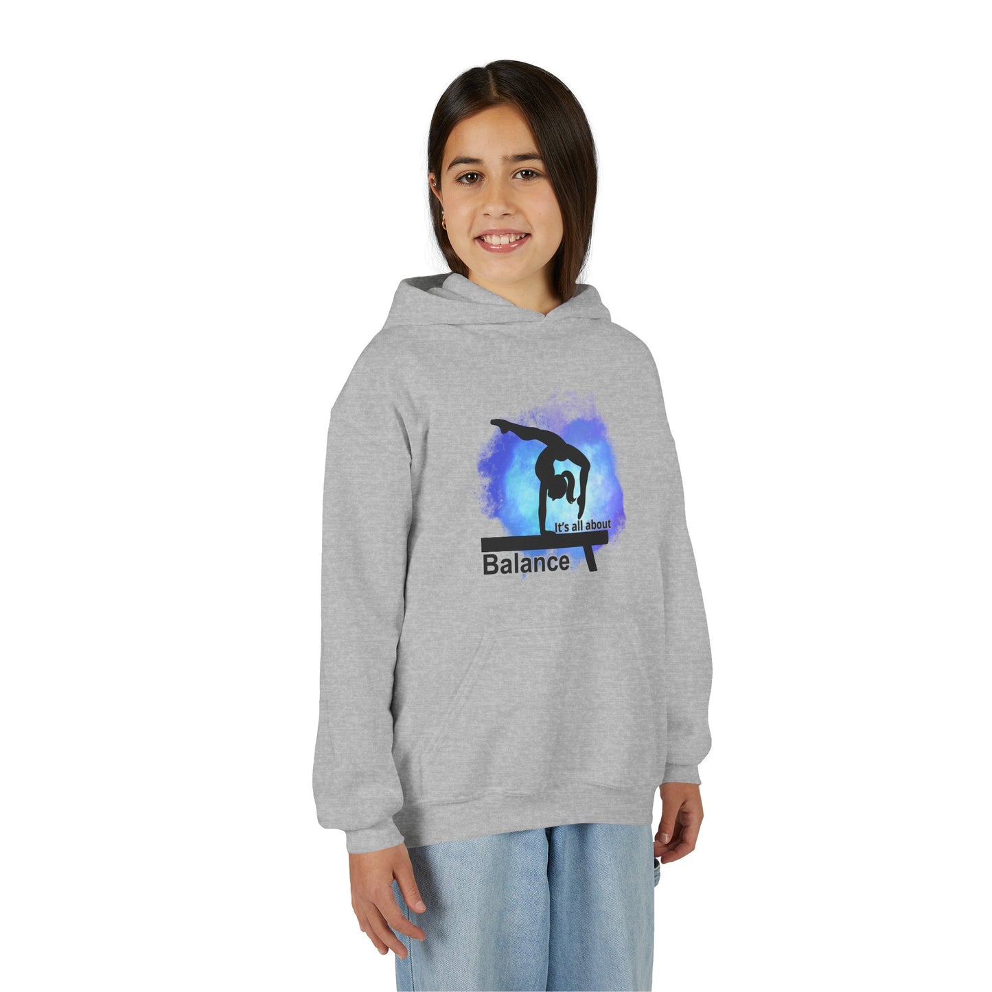 Girls Gymnastics Hoodie, 'it's all about balance'.